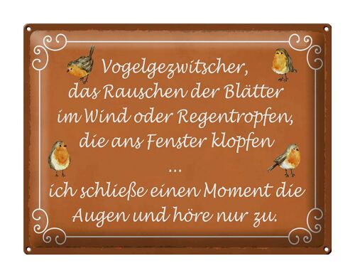 Blechschild Spruch 40x30cm Vogelgezwitscher Vogel