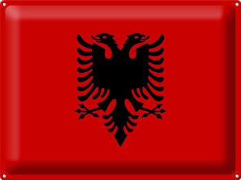 Signe en étain drapeau albanie 40x30cm drapeau de l'albanie 1