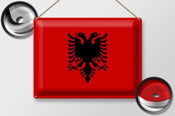 Signe en étain drapeau albanie 40x30cm drapeau de l'albanie 2