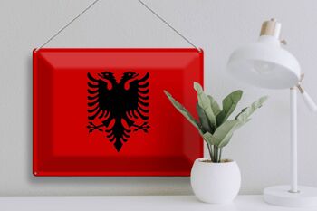 Signe en étain drapeau albanie 40x30cm drapeau de l'albanie 3