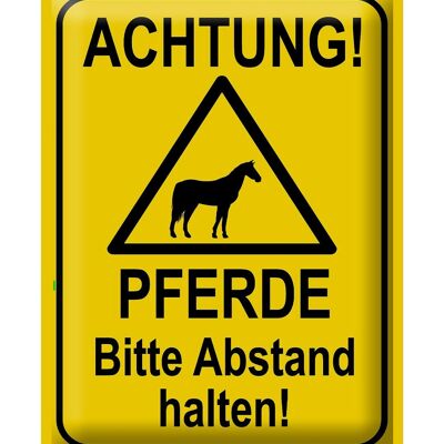 Blechschild Hinweis 30x40cm Achtung Pferde Abstand halten