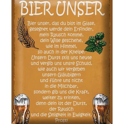 Blechschild Spruch 30x40cm Bier unser in Ewigkeit Prost