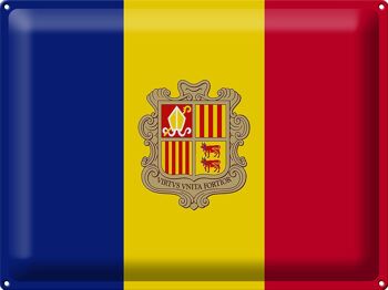 Signe en étain drapeau Andorre 40x30cm drapeau d'andore 1