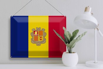 Signe en étain drapeau Andorre 40x30cm drapeau d'andore 3