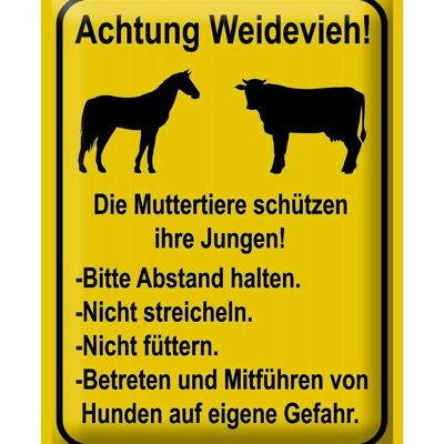 Cartel de chapa nota 30x40cm Precaución no alimentar al ganado en pastoreo