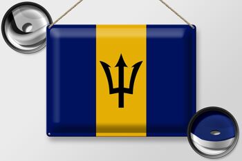 Signe en étain drapeau de la Barbade 40x30cm drapeau de la Barbade 2