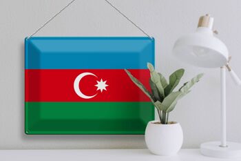 Signe en étain Drapeau de l'Azerbaïdjan 40x30cm Drapeau de l'Azerbaïdjan 3