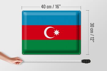 Signe en étain Drapeau de l'Azerbaïdjan 40x30cm Drapeau de l'Azerbaïdjan 4