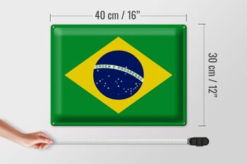 Signe en étain Drapeau du Brésil 40x30cm Drapeau du Brésil 4