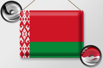 Drapeau de la Biélorussie en étain, 40x30cm, drapeau de la Biélorussie 2