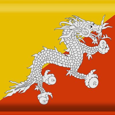 Blechschild Flagge Bhutan 40x30cm Flag of Bhutan