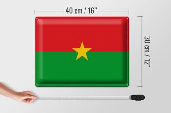 Signe en étain drapeau Burkina Faso 40x30cm drapeau Burkina Faso 4