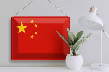 Signe en étain drapeau Chine 40x30cm drapeau de la Chine 3
