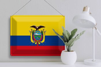 Panneau métallique drapeau de l'équateur, 40x30cm, drapeau de l'équateur 3