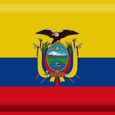 Letrero Metálico Bandera Ecuador 40x30cm Bandera de Ecuador