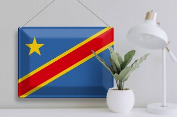 Drapeau en tôle RD Congo 40x30cm, drapeau Congo démocratique 3