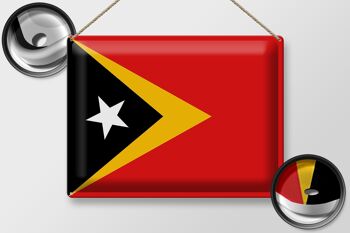 Signe en étain drapeau du Timor oriental 40x30cm drapeau du Timor oriental 2