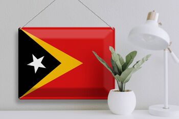 Signe en étain drapeau du Timor oriental 40x30cm drapeau du Timor oriental 3