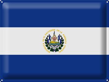 Signe en étain drapeau du Salvador 40x30cm drapeau du Salvador 1