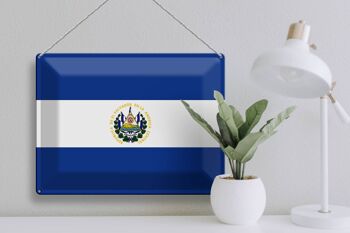 Signe en étain drapeau du Salvador 40x30cm drapeau du Salvador 3