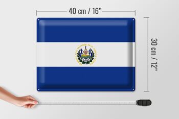 Signe en étain drapeau du Salvador 40x30cm drapeau du Salvador 4