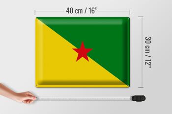 Signe en étain drapeau de la Guyane française 40x30cm drapeau français 4