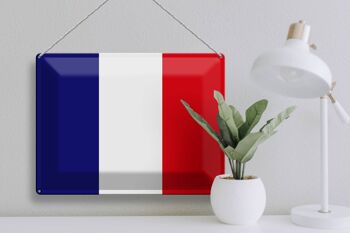 Signe en étain drapeau France 40x30cm drapeau de la France 3