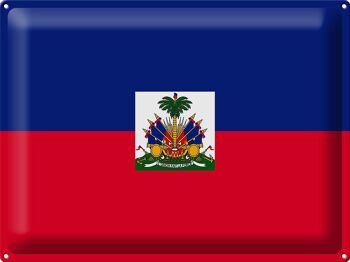 Signe en étain drapeau Haïti 40x30cm drapeau d'haïti 1