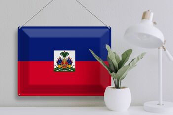 Signe en étain drapeau Haïti 40x30cm drapeau d'haïti 3