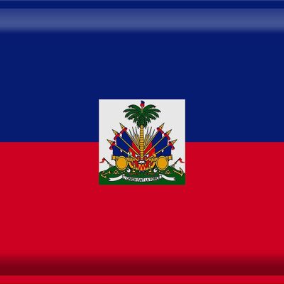Signe en étain drapeau Haïti 40x30cm drapeau d'haïti