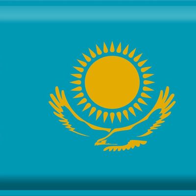 Blechschild Flagge Kasachstan 40x30cm Flag of Kazakhstan