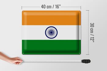 Panneau en étain drapeau de l'inde, 40x30cm, drapeau de l'inde 4