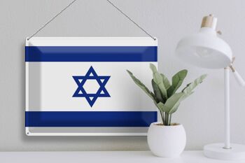 Signe en étain drapeau d'israël 40x30cm, drapeau d'israël 3