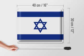 Signe en étain drapeau d'israël 40x30cm, drapeau d'israël 4