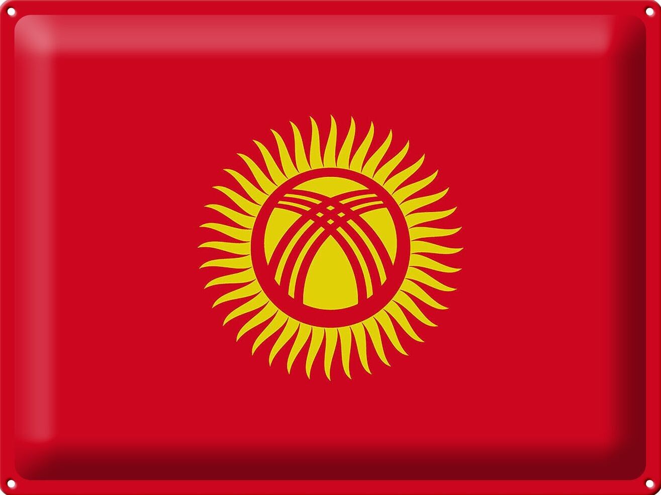 Blechschild Flagge Kirgisistan 40x30cm Flag of Kyrgyzstan