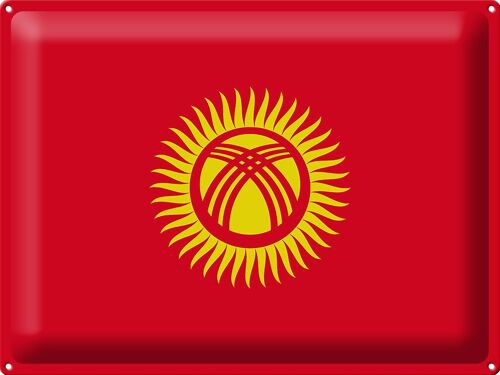 Blechschild Flagge Kirgisistan 40x30cm Flag of Kyrgyzstan