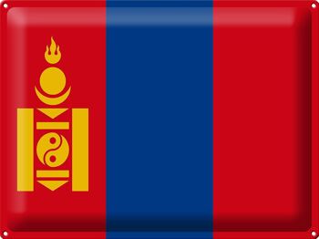 Drapeau de la Mongolie en étain, 40x30cm, drapeau de la Mongolie 1
