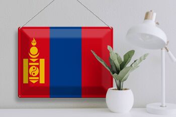 Drapeau de la Mongolie en étain, 40x30cm, drapeau de la Mongolie 3