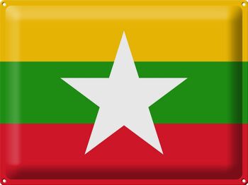 Panneau métallique drapeau du Myanmar 40x30cm, drapeau du Myanmar 1