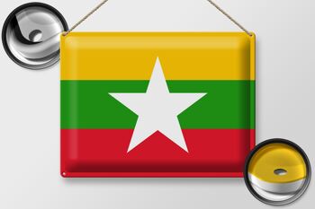 Panneau métallique drapeau du Myanmar 40x30cm, drapeau du Myanmar 2