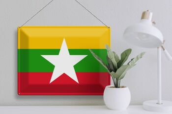 Panneau métallique drapeau du Myanmar 40x30cm, drapeau du Myanmar 3