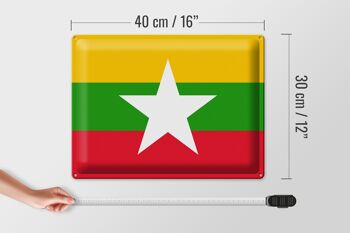 Panneau métallique drapeau du Myanmar 40x30cm, drapeau du Myanmar 4