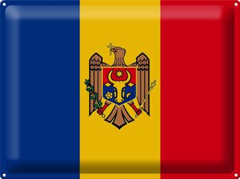 Signe en étain drapeau de la Moldavie 40x30cm drapeau de la Moldavie 1