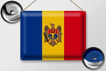 Signe en étain drapeau de la Moldavie 40x30cm drapeau de la Moldavie 2