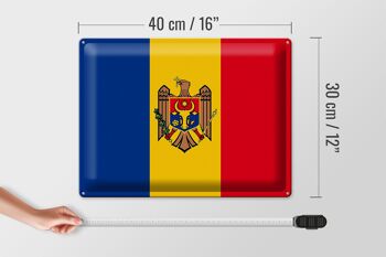 Signe en étain drapeau de la Moldavie 40x30cm drapeau de la Moldavie 4