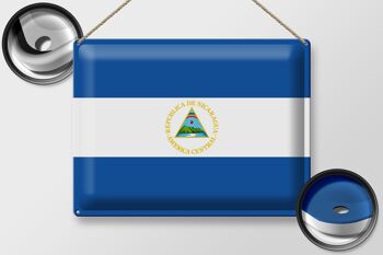 Signe en étain drapeau du Nicaragua 40x30cm drapeau du Nicaragua 2
