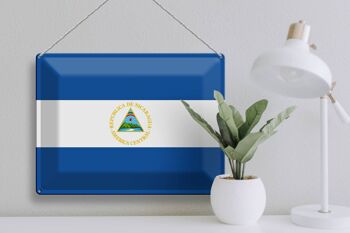 Signe en étain drapeau du Nicaragua 40x30cm drapeau du Nicaragua 3
