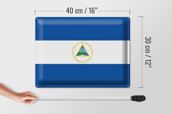 Signe en étain drapeau du Nicaragua 40x30cm drapeau du Nicaragua 4