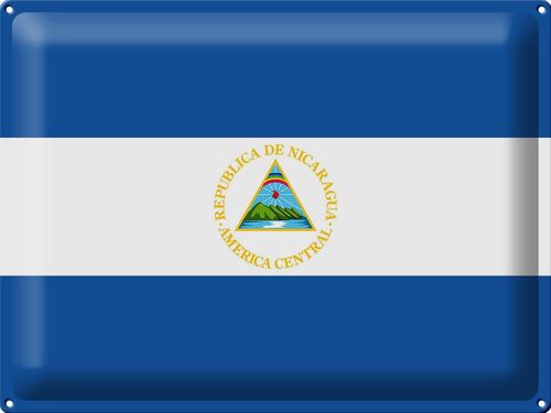 Blechschild Flagge Nicaragua 40x30cm Flag of Nicaragua