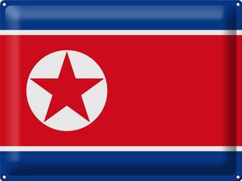 Signe en étain Drapeau de la Corée du Nord 40x30cm Drapeau de la Corée du Nord 1